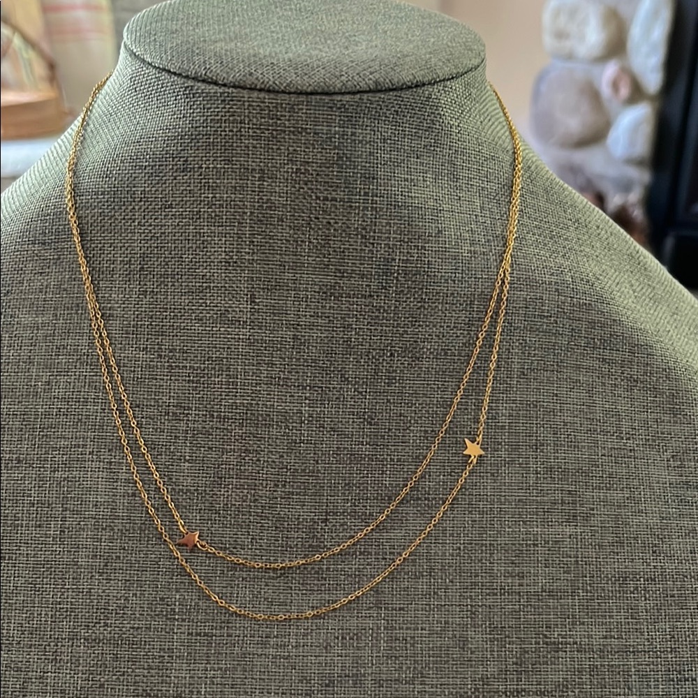 JZJ Delicate Gold Double-Layer Star Necklace - Women Jewelry